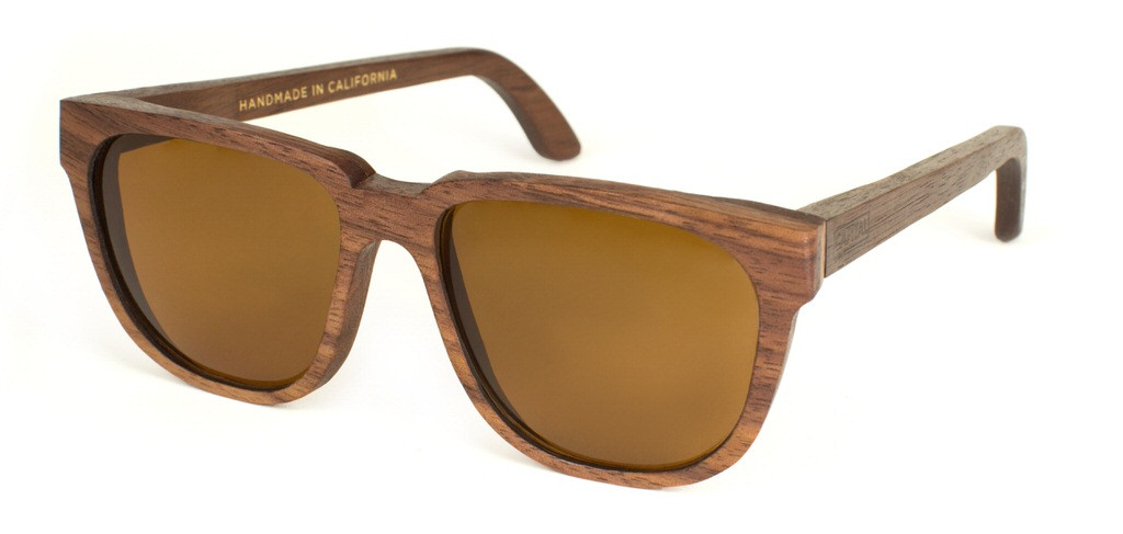 Sunglasses Made in USA 45 Bonnie Clyde Walnut Wood Brown Lens